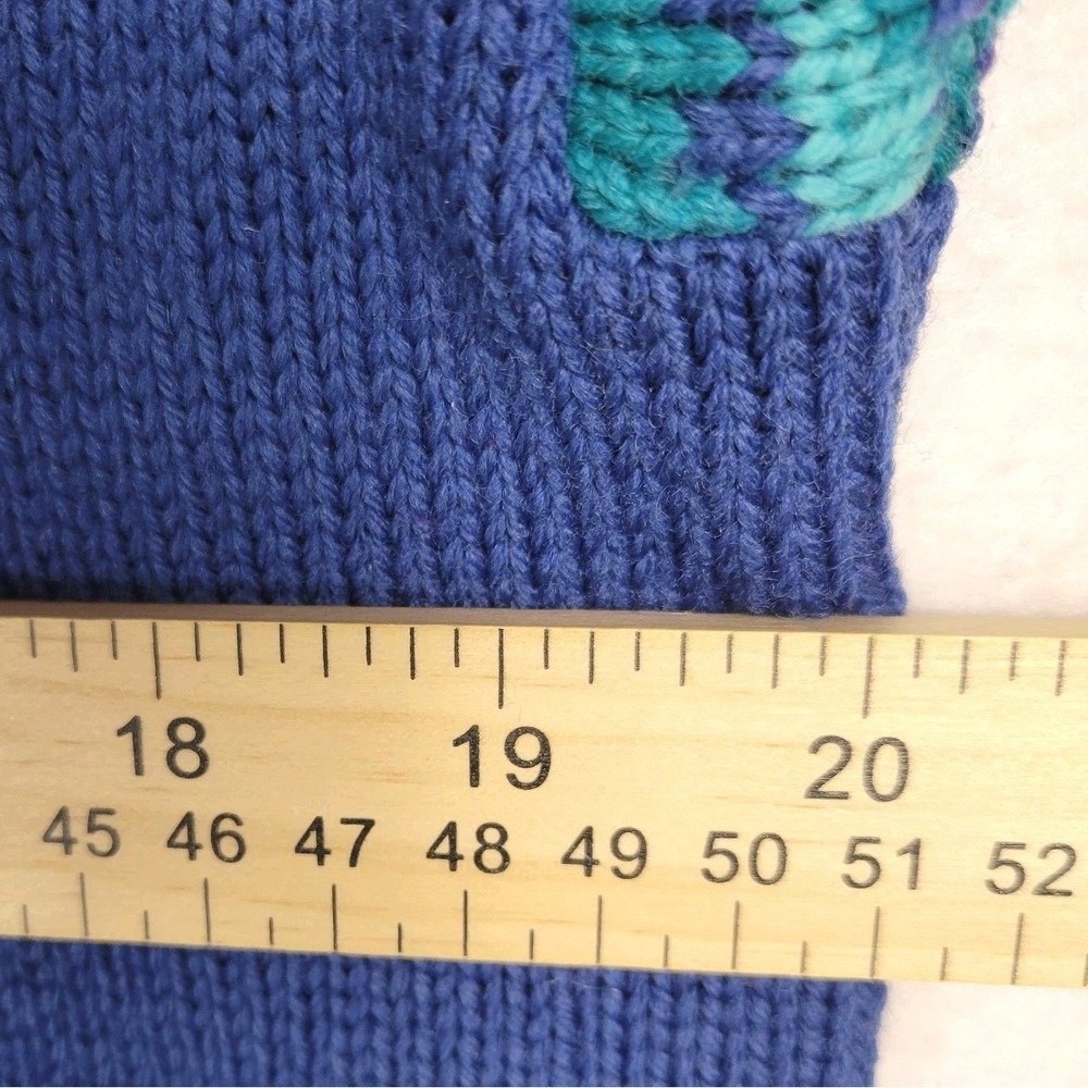 Vintage Stowe Woolens Sweater Womens Large Blue Wool Nordic USA Made - Picture 7 of 9
